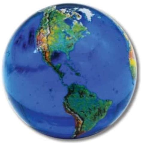 Blue Earth Marble With Natural Earth Continents, Recycled Glass, 5 With ...