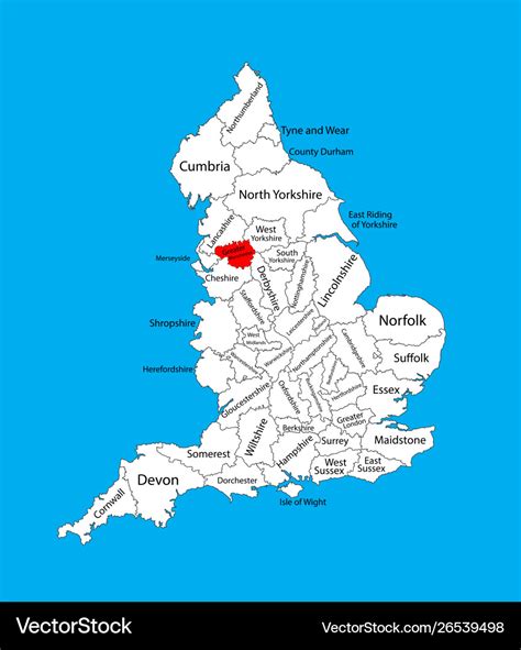 Map greater manchester in north west england Vector Image