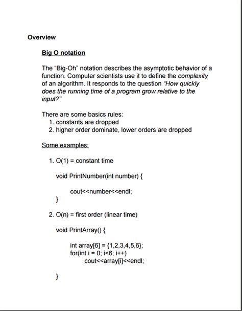 Solved Overview Big O notation The "Big-On" notation | Chegg.com