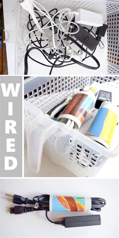 DIY Storage Ideas for Wires and Cables - Using Cardboard Tubes