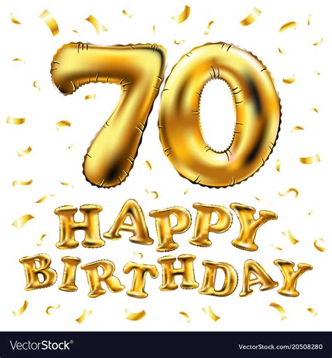 Happy birthday 70th celebration gold balloons Vector Image