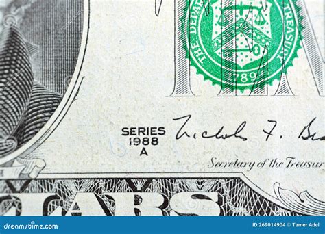 A Close Up View of an Old 10 $ Ten American Dollars Bill Banknote ...