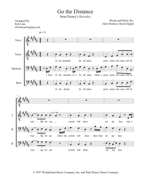 Go The Distance by Michael Bolton - TB - Digital Sheet Music | Sheet ...