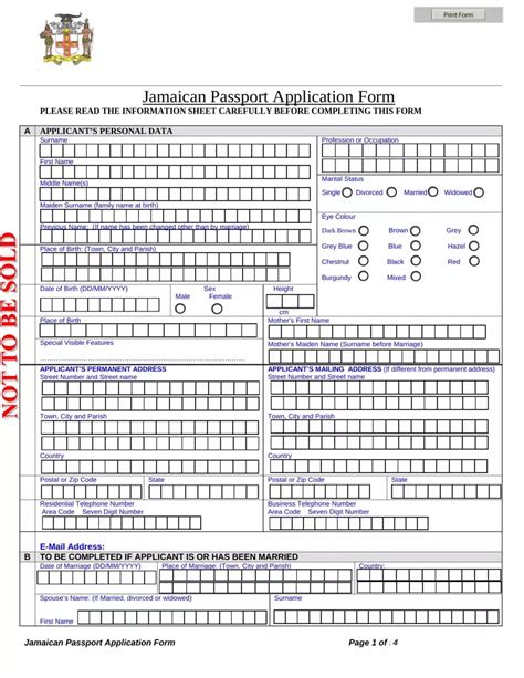 Jamaican Passport Application PDF Form - FormsPal