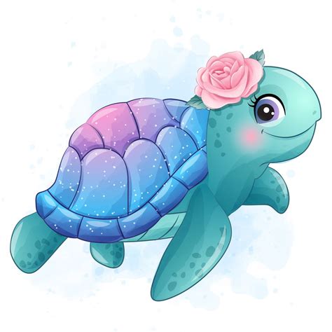 Cute Sea Turtle Clipart With Watercolor Illustration - Etsy UK ...