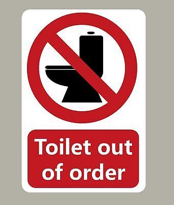 TOILET OUT OF ORDER STICKER SIGN CHOOSE SIZE STANDARD OR GLASS STICKER ...