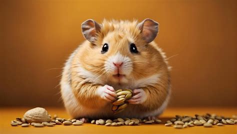 Premium AI Image | A contented hamster eating a sunflower seed on a ...