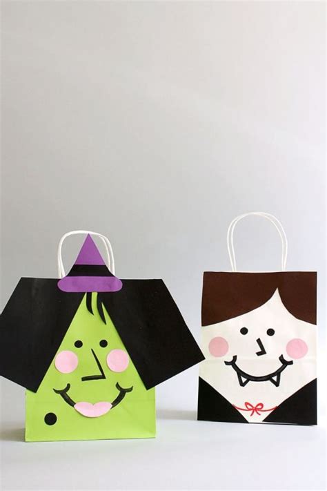 DIY Halloween Treat Bags: Transforming Colored Paper into Friendly ...