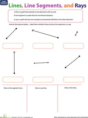 Lines, Line Segments, and Rays | Worksheet | Education.com | Geometry ...