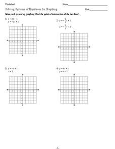 Solving Systems of Equations by Graphing Worksheet for 9th - 12th Grade ...