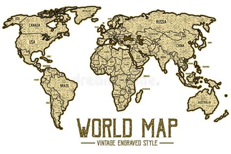 World Map Vintage Style, Engraved Style Globe Map Stock Vector ...