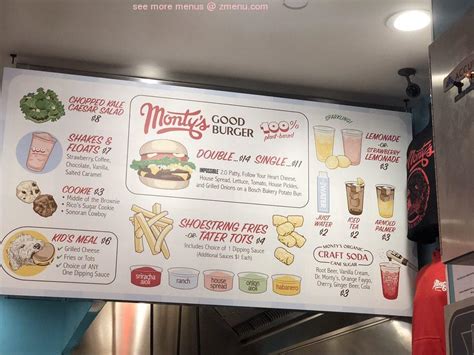 Menu at Monty's Good Burger restaurant, Riverside