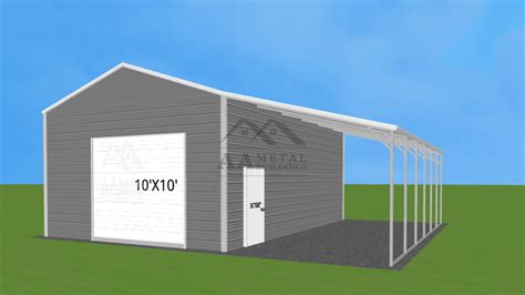 30x30 Vertical Roof Metal Garage with Lean-to - Strong, Durable Garages ...