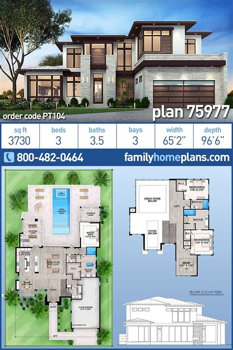 Plan 75977 | Modern Style House Floor Plan with Covered Lanai | Modern ...