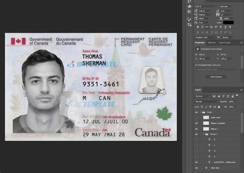 Canada Permanent resident card PSD Template | ID Card Template