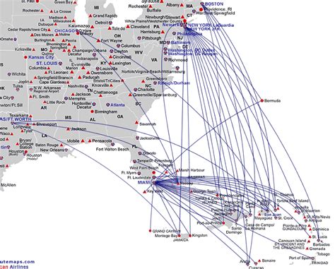 American Airlines Route Map