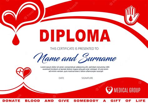 Premium Vector | Diploma for blood or plasma donation certificate