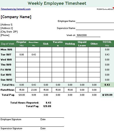 Monthly Timesheet Template Excel Database