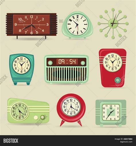 Set Retro Clocks, Vector & Photo (Free Trial) | Bigstock