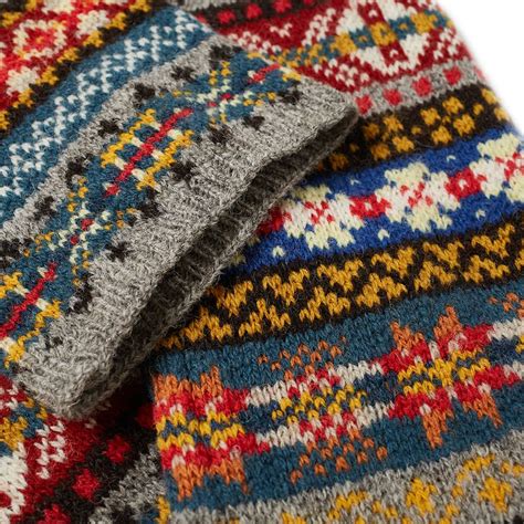 Jamieson's of Shetland Fair Isle Scarf Steel Grey | END.