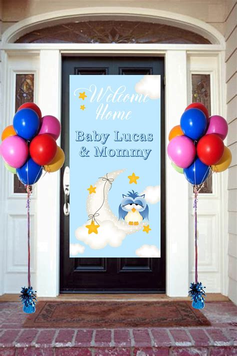 Welcome Home Baby Door Banner, Personalized Baby Boy Party Banner, It's ...