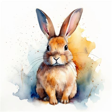 Wall Art Print | Cute watercolor bunny rabbit | UKposters