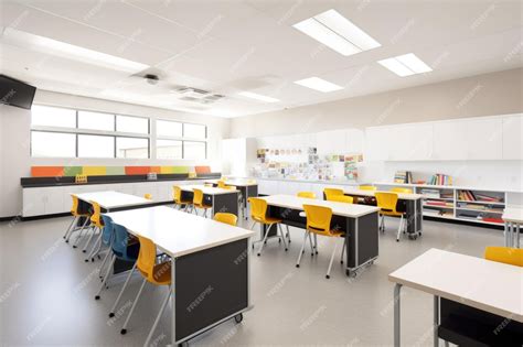 Premium AI Image | Modern minimalist classroom with clean lines and ...