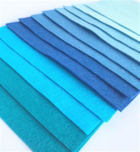 Blues Felt Collection 12 Sheets of Blue Wool Blend Felt | Etsy