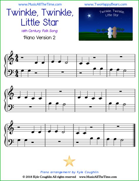 Piano Sheet Music For Beginners Twinkle Twinkle Little Star