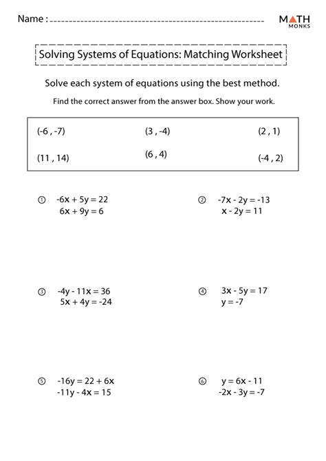 Systems Of Equations Pdf Worksheet