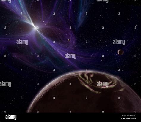 An artist's concept depicting the pulsar planet system Stock Photo - Alamy