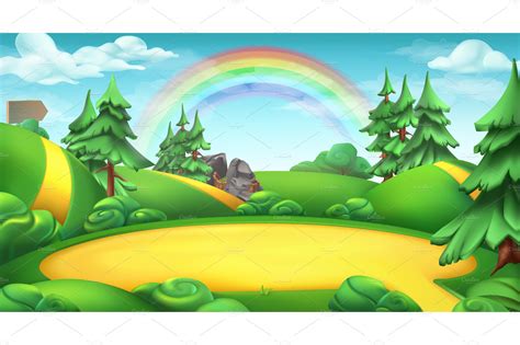 Nature landscape vector background ~ Illustrations ~ Creative Market