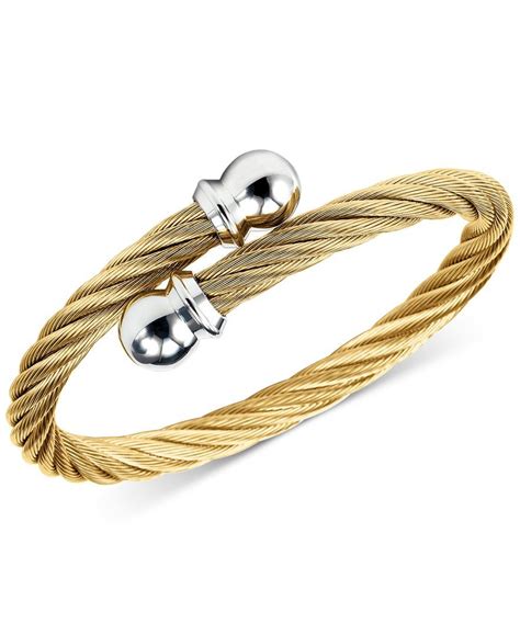 CHARRIOL Unisex Celtic Twisted Cable Bracelet in Gold-Plated Stainless ...