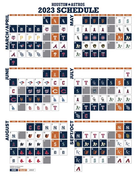 Houston Astros 2023 Printable Schedule