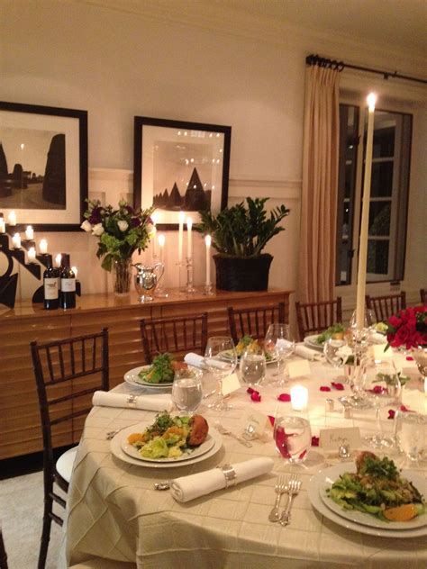 Formal Dinner Party with Red Roses, White Gardenias, and Candlelight # ...