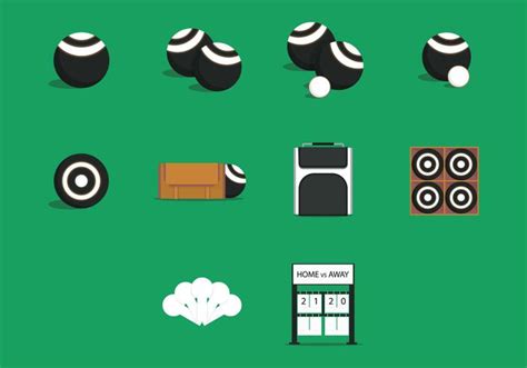 Lawn Bowls Equipment Icon Set 126622 Vector Art at Vecteezy