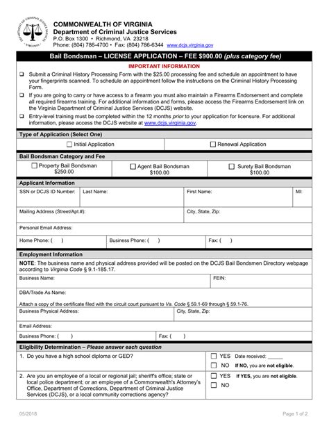 Virginia Bail Bondsman License Application Form - Fill Out, Sign Online ...