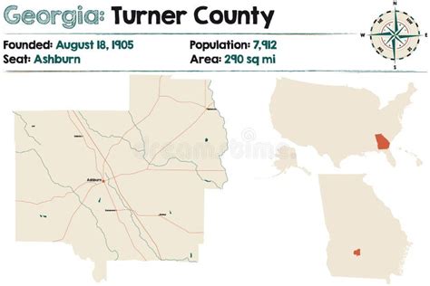 Map of Turner County in Georgia Stock Vector - Illustration of america ...