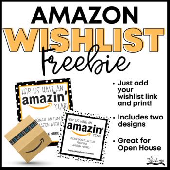 Amazon Wishlist Cards by Kristina Zucchino | Teachers Pay Teachers