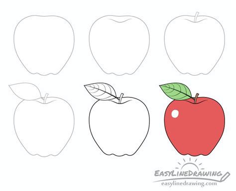 How to Draw an Apple Step by Step - EasyLineDrawing | Drawing apple ...