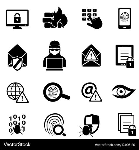 Cyber security icons Royalty Free Vector Image