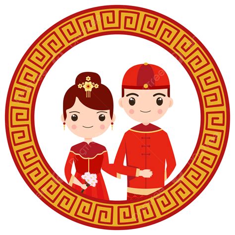 Chinese Wedding Vector Celebration Couple Design Character Transparant ...