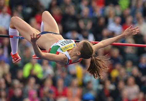 Britain’s Isobel Pooley competes in the women’s high jump competition