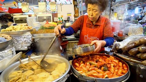 KOREAN STREET FOOD - Gwangjang Market Street Food PART 2 | SPICY Korean ...