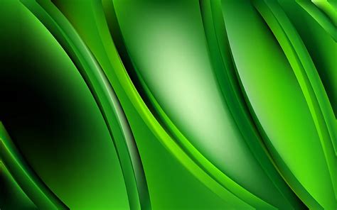 Green abstract waves 3D art, abstract art, green wavy background ...