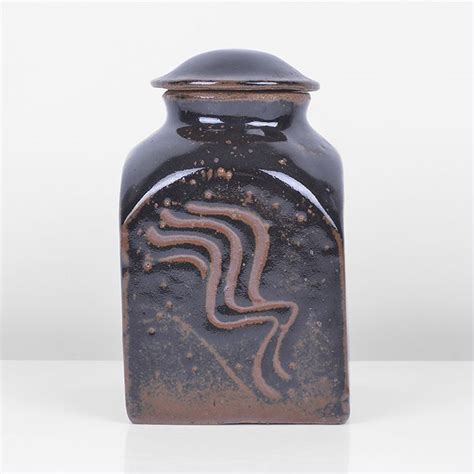 BERNARD LEACH Tea Caddy, circa 1960, Stoneware, layered tenmoku over ...