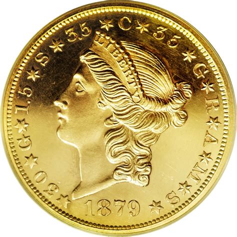 USA Gold Twenty Dollars "Quintuple Stella" 1879 coin value KM# Pn1728 ...