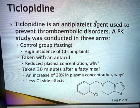 SOLVED:Ticlopidine Ticlopidine is an antiplatelet agent used to prevent ...