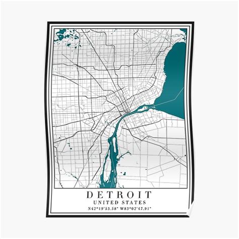 "Detroit City Map" Poster by majesthetic | Redbubble