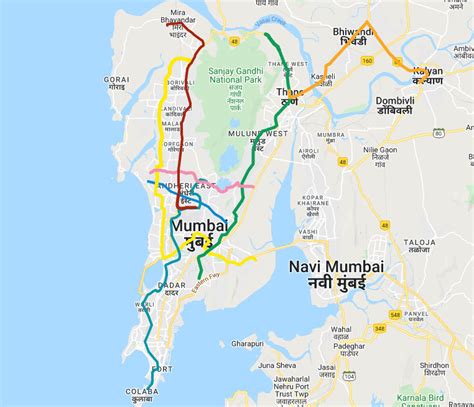 Proposed Mumbai Metro Map Mumbai Metro Metro Map Metro Route Map ...